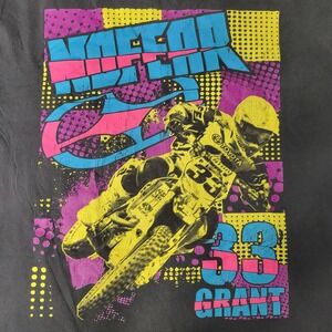 Vintage Y2K No Fear Super Cross‎ Josh Grant 33 XL Black T Shirt Bright Bold Dirt